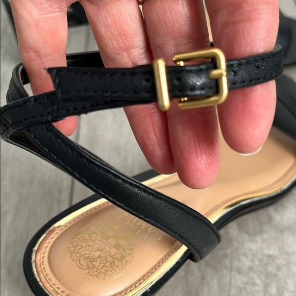 VINCE CAMUTO NWT Lylah Black Leather Ankle Strap Heel Sandal, Size 8/39 - Picture 10 of 15